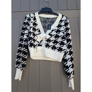 Express Black and White V-Neck Sweater